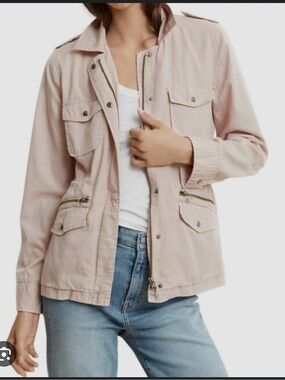 Velvet Blush Utility Jacket with Front Pockets S